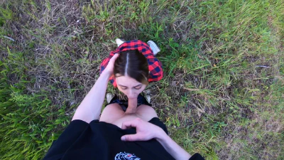 Cum On Her Face And Little Tits Outdoors